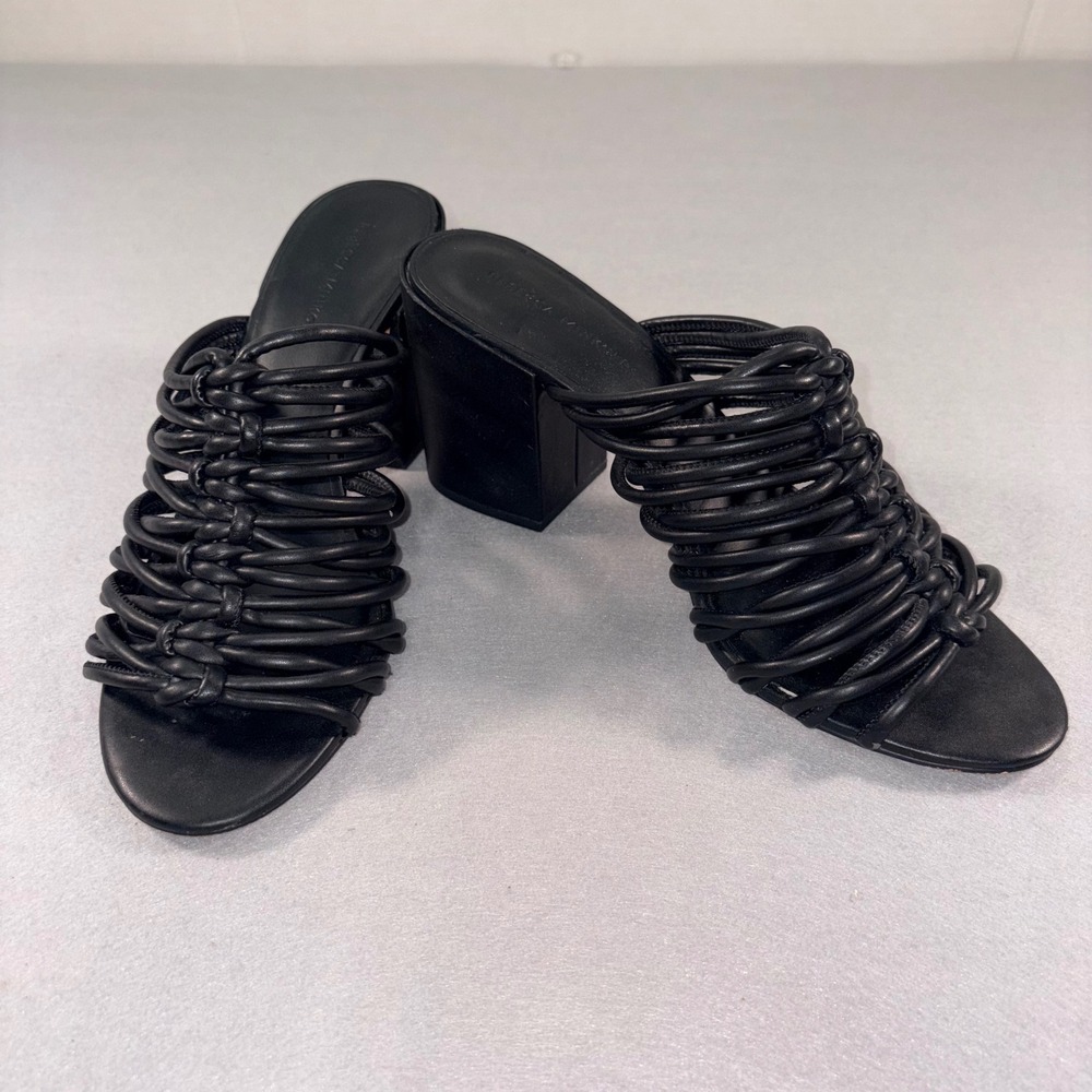 Rebecca Minkoff Black Strappy Knotted Block Heel Mule Sandals Size 11M
